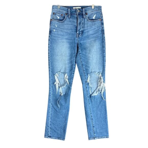 Madewell Womens Jeans Blue Denim High Rise Perfect Vintage Distressed Stretch 25 - Picture 1 of 12